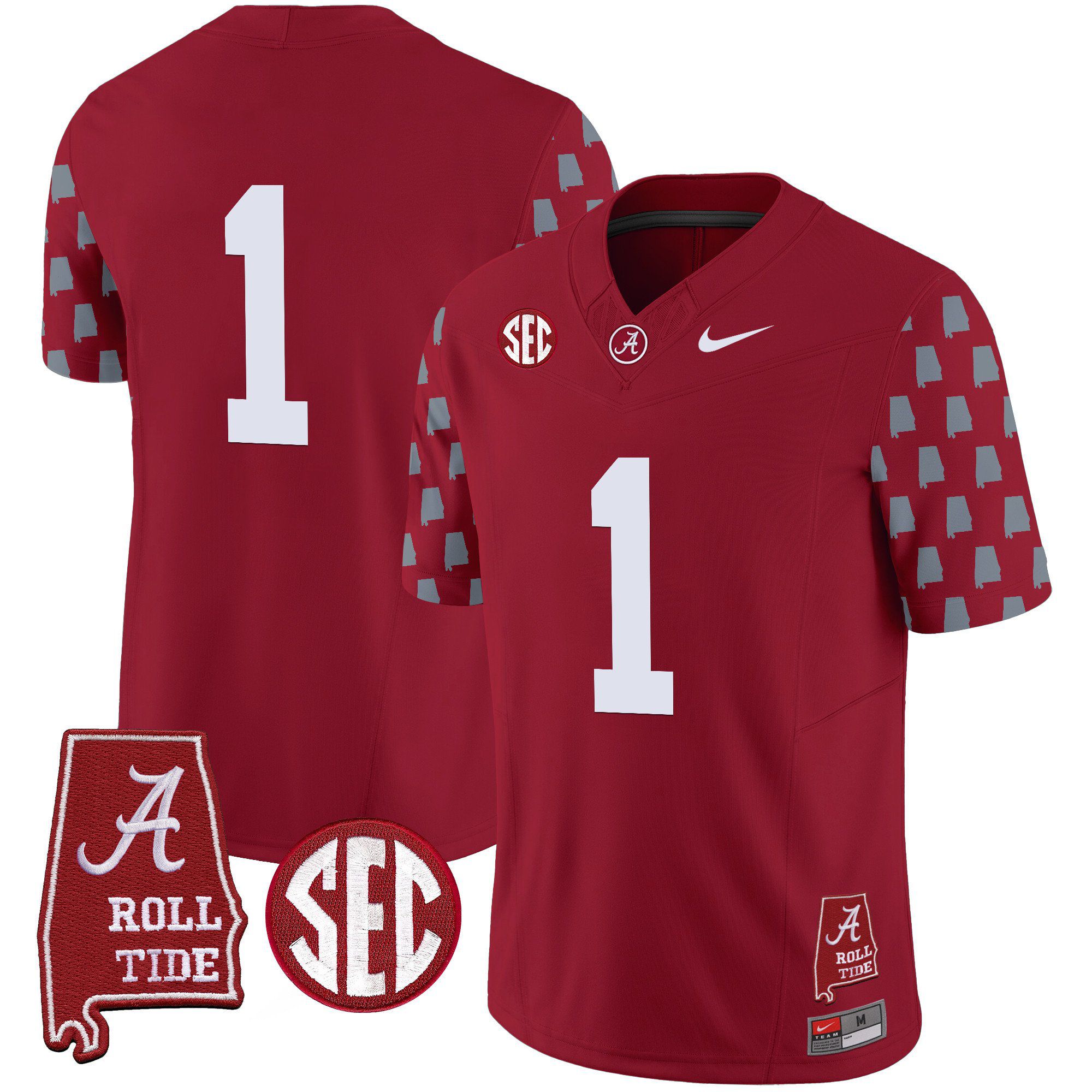 Men Alabama Crimson Tide 1 No Name Red Vapor Limited 2024 Nike NCAA Jersey